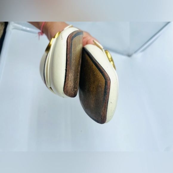 Gucci GG Logo Marmont Red Blue Web Canvas White Leather Mules Loafers EU 39 - Picture 13 of 14